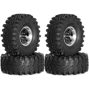 4PCS Upgraded 1.9 Inches Tires Aluminum Alloy Wheel Rims for 1/10 Axial SCX10 III Yikong YK4107 RGT Rock Crawler Climbing Truck RC Cars Vehicles Models Spare Parts R226