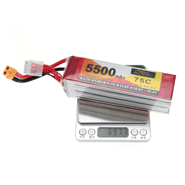 ZOP Power 22.2V 5500mAh 75C 6S LiPo Battery XT60 Plug for RC Drone - Image 8