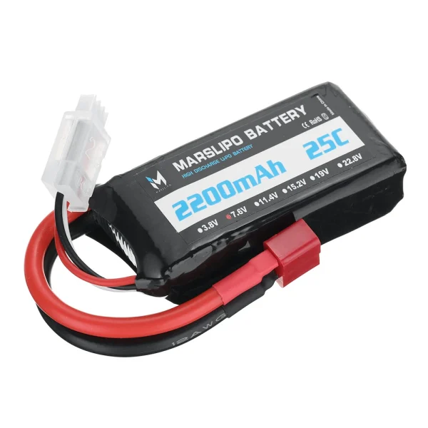 MARSLIPO 7.6V 2200mAh 25C 2S Lipo Battery T Plug with XT60 Adapter for RC Model Toys - Image 5
