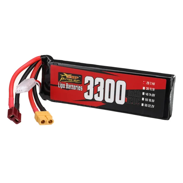 ZOP Power 2S 7.4V 3300mAh 120C 17.09Wh LiPo Battery XT60 Plug for RC Car - Image 3