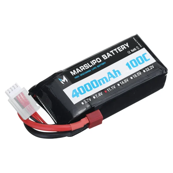 MARSLIPO 11.1V 4000mAh 100C 3S Lipo Battery T Plug for RC Car - Image 5