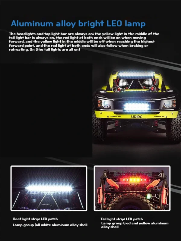 UDIRC 1002 1002SE V2 RTR 1/10 2.4G 4WD 60km/h RC Car Brushless Short Course Truck LED Light Gyro All Terrain Desert Off Road Truck Vehicles Models Toys - Image 5