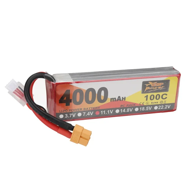 ZOP Power 11.1V 4000mAh 100C 3S LiPo Battery XT60 Plug for RC Drone