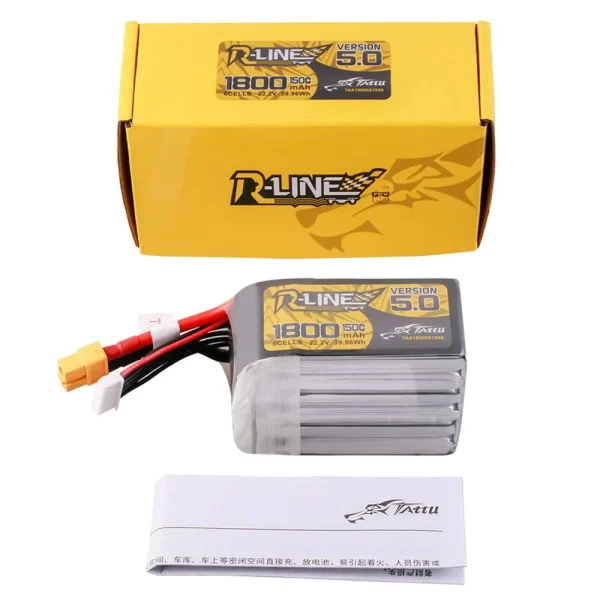 Tattu R-Line Version 5.0 1800mAh 6S 22.2V 150C Lipo Battery XT60 for GEPRC Vapor D6 HD O4 Pro 6S RC FPV Racing Drone - Image 4