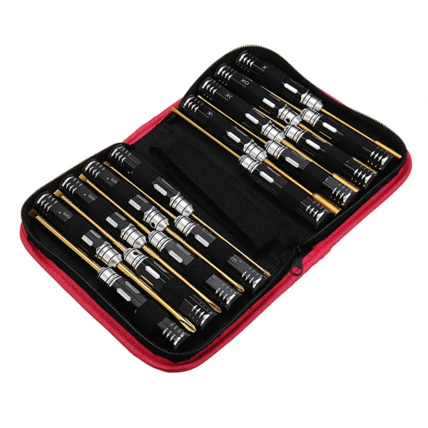 Yunzhong 16Pcs Hex Phillips Screw Nut Flat Screwdriver Tools Box Set with Bag for RC Model - Image 7