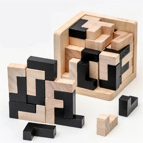 Wooden Cube Puzzle Letter 54T/54L Luban Locking Creative Educational Toy Brain IQ Mind Early Learning Game Gift Children - Image 4
