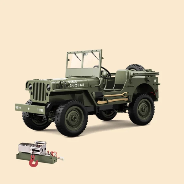 JJRC C8815 RTR 1/10 2.4G 4WD RC Car Willys Military Truck Off-Road Climbing LED Light Optional Winch Canopy Metal Frame Rock Crawler Full Proportional Vehicles Models Toys - Image 9