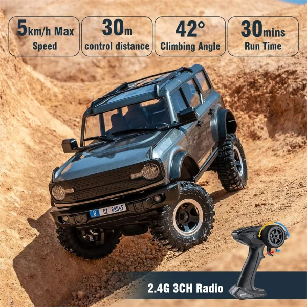 FMS EazyRC for BRONX RTR 1/18 2.4G 4WD RC Car 4x4 Off Road Climbing Truck Rock Crawler LED Lights Mini Simulation Vehicle Electric Remote Control Model Kids Adult Toys - Image 7