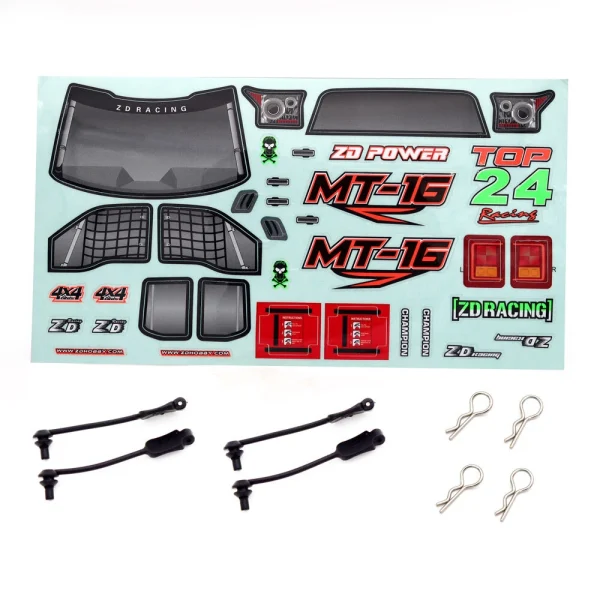 ZD Racing MT16 1/16 RC Car Parts PVC Body Shell w/ Sticker Sheet Vehicles Models Spare Accessories 16030 16030-1 - Image 6