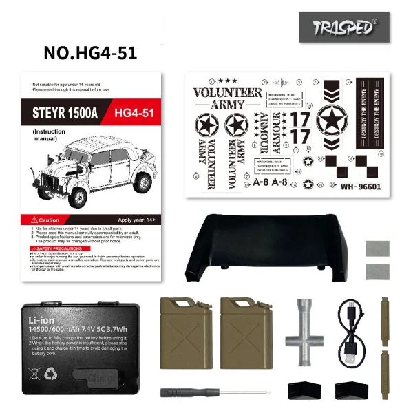 HG HG4-51 TRASPED 1/18 2.4G 4WD RC Car STEYR 1500A Command Vehicle LED Light Simulated Sound Smoke Crawler Off-Road Climbing Truck RTR Full Proportional Models Toys - Image 9