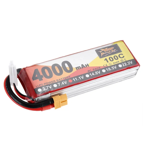 ZOP Power 11.1V 4000mAh 100C 3S Lipo Battery XT60 Plug for RC Racing Drone - Image 3