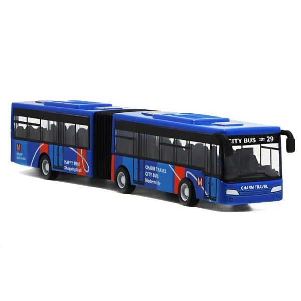 Simulation Alloy Double Section Bus Model Pull Back Vehicles Toys Funny Car Kids Children Gifts - Image 2