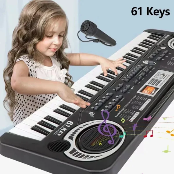 61 Keys Portable Electronic Piano Keyboard Organ With Microphone Educational Toys Musical Instrument Gift for Kids Beginners - Image 2