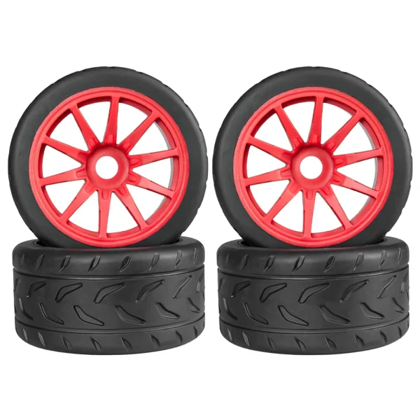 4PCS Eight-Character Pattern Racing Road Wheel Tire Spare Parts for ARRMA 1/7 Firebird FELONY Mustang GT Flat Race RC Car Vehicle Models Accessories