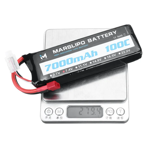 MARSLIPO 7.4V 7000mAh 100C 2S Lipo Battery T Plug with XT60 Adapter for RC Model Toys - Image 9