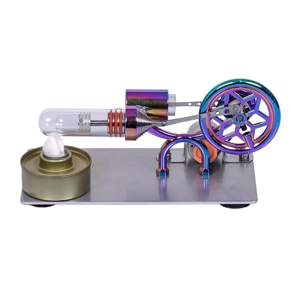 K211 Golden/Colorful Metal Hot Air Stirling Engine Model with Bulb Physics Experiment Science Discovery Production Invention Desktop Decorations Collection Toys - Image 8