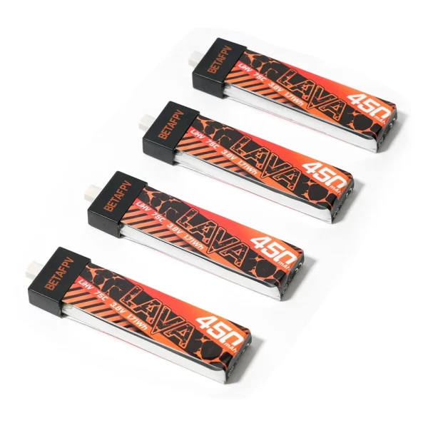 4 PCS / 8PCS BETAFPV 3.8V 450mAh 75C 1S LiHV Battery High Performance Z-Folding Process BT2.0 Connector for Air75 FPV Racing Drone