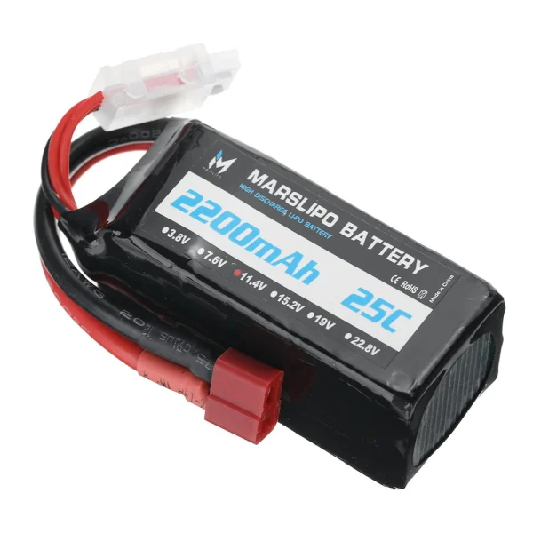 MARSLIPO 11.4V 2200mAh 25C 3S Lipo Battery T Plug with XT60 Adapter for RC Model Toys - Image 4