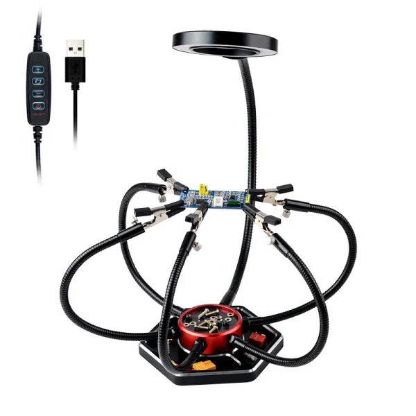 Multi Soldering Repair Helping Hand with 3X LED Magnifying Glass 360 Degrees Rotating Base PCB Holder Welding Workbench - Image 3