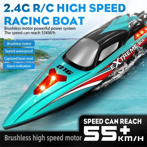 HXJRC HJ816 RTR 55km/h 2.4G Brushless RC Boat High Speed Net Ship Capsized Reset LED Light Speedboat Waterproof Electric Racing Vehicles Models Lakes Pools Remote Control Toys - Image 5