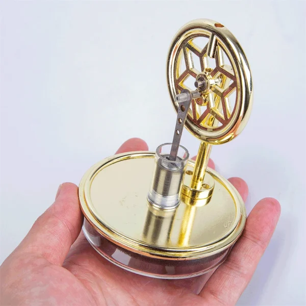 K311 Golden Mini Low Temperature Stirling Engine Model Aluminum Alloy Difference Steam Power Piston Physics Experiment Science Discovery Production Invention Desktop Decorations Collection Toys - Image 6
