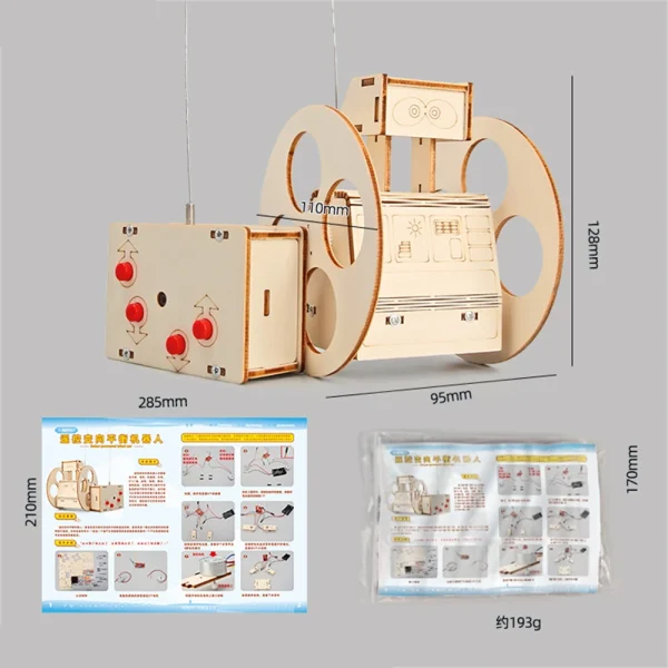 Wooden Remote Controlled Balancing Robot Model Assembly Kit DIY Children's Science Experiment Education Puzzle Toy Student Technology Small Production - Image 3