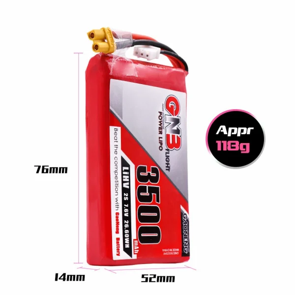 Gaoneng GNB 7.6V 3500mAh 2S HV LiPo Battery XT30 Plug for QX7 Transmitter - Image 5