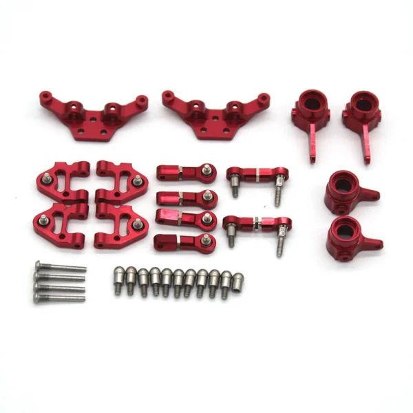 6PCS Upgraded Metal Parts Set Steering Cup Rear Wheel Seat Suspension Arm Upper Linkage Rod Shock Absorber Bracket for Wltoys 284131 284010 284161 K989 K969 1/28 RC Cars Vehicles Models Accessories