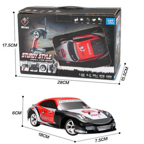 Wltoys K969 1/28 2.4G 4WD Brushed RC Car Drift Car Two Battery 7.4V 400mAh - Image 4