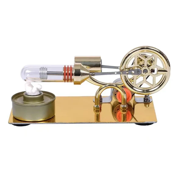 K211 Golden/Colorful Metal Hot Air Stirling Engine Model with Bulb Physics Experiment Science Discovery Production Invention Desktop Decorations Collection Toys - Image 3