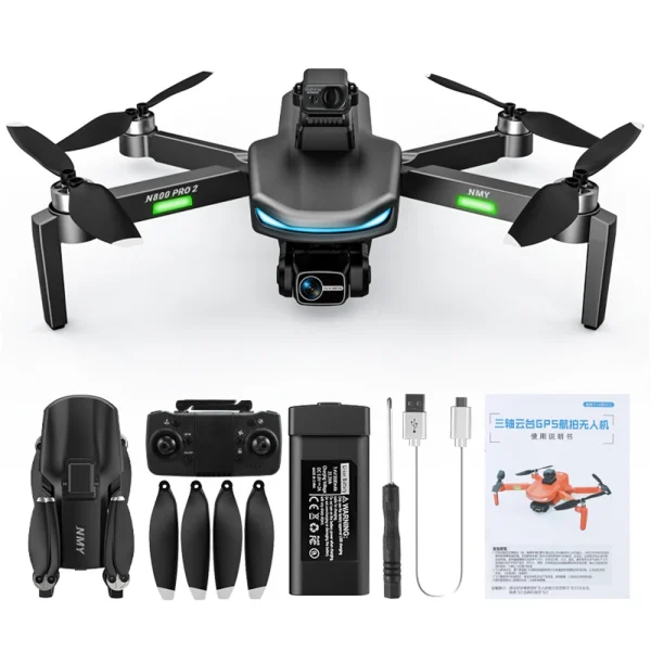 LYZRC N800 PRO 2 GPS 5G WiFi FPV with 4K ESC HD Dual Camera 3-Axis Mechanical Stabilization Gimbal 360 Obstacle Avoidance Brushless Foldable RC Drone Quadcopter RTF - Image 3