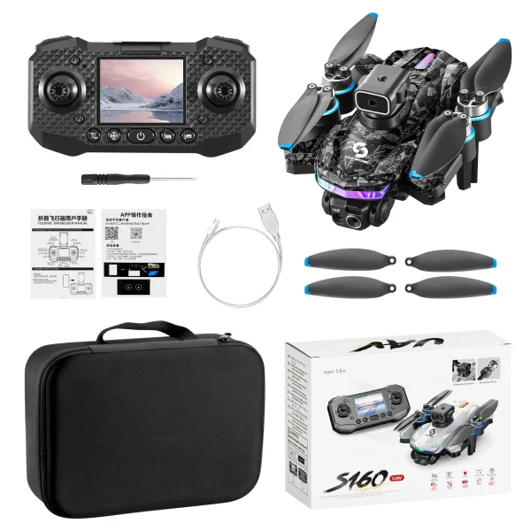 YLR/C S160 WiFi FPV with LCD Screen Controller HD Dual Camera Servo Gimbal 360 Obstacle Avoidance Colorful LED Lights Brushless Foldable RC Drone Quadcopter RTF - Image 9