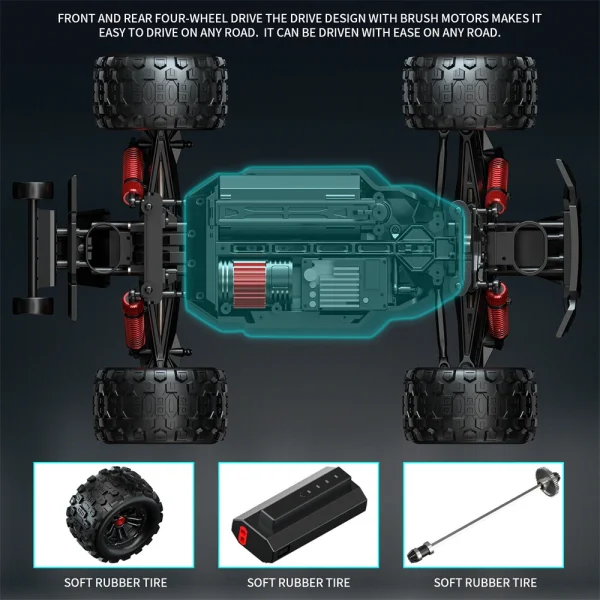 SMRC 1213 PRO RTR 1/14 2.4G 4WD 55km/h Brushless RC Car Full Proportional LED Light Vehicles Models Metal Diff Drive Shaft Gears Toys - Image 7