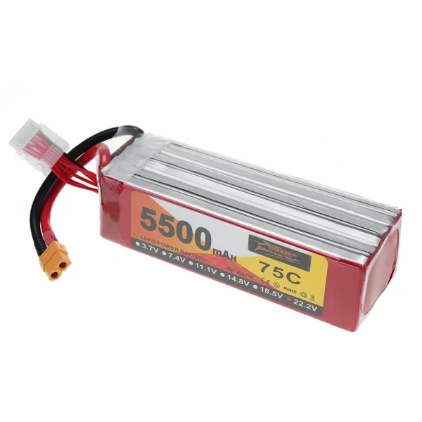 ZOP Power 22.2V 5500mAh 75C 6S LiPo Battery XT60 Plug for RC Drone