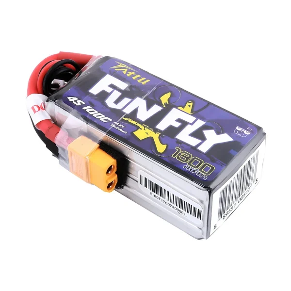 TATTU FUNFLY 4S 14.8V 1300mAh 100C 4S1P LiPo Battery XT60 Plug for Eachine Wizard X220S FPV Racer RC Drone - Image 3
