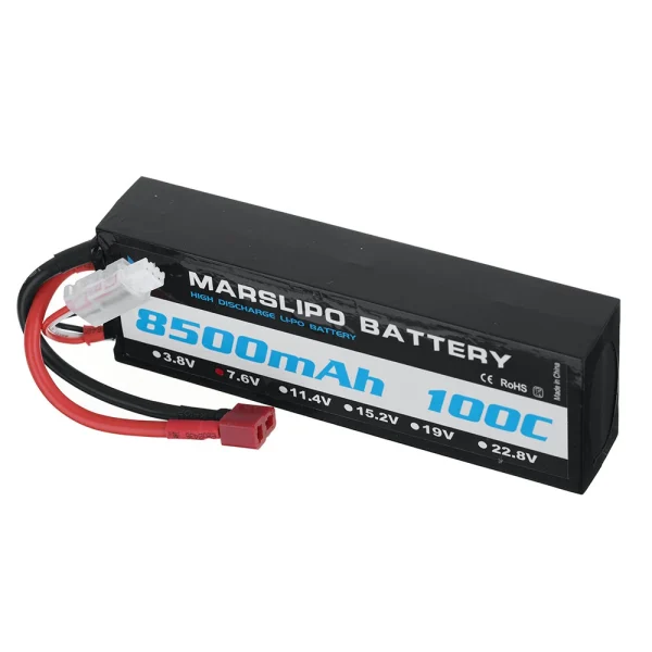 MARSLIPO 7.6V 8500mAh 100C 2S Lipo Battery T Plug for RC Car - Image 3