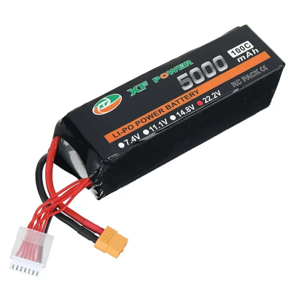 XF POWER 22.2V 5000mAh 100C 6S LiPo Battery XT60 Plug with T Deans Plug for RC Drone - Image 2
