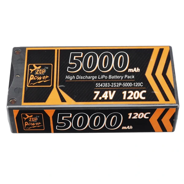 ZOP Power 7.4V 5000mAh 120C 2S Lipo Battery T Deans Plug Hard Case for RC Car - Image 3