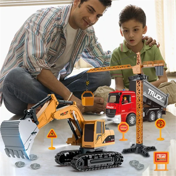 HJ Models 689-846A 1/22 27MHZ/49MHZ 6CH 3-IN-1 RC Car Excavator Dump Truck Tower Crane Vehicles Engineering 350 Rotation LED Lighting RTR Toys - Image 6