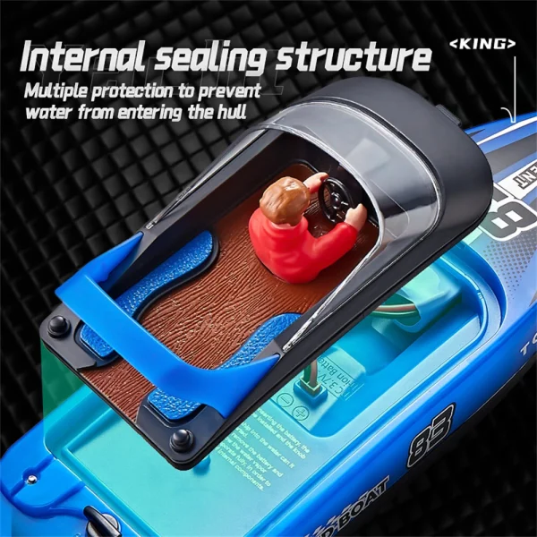 HXJRC HJ821 2.4G RC Boat Capsized Reset High Speed LED Light Speedboat Waterproof Dual Motors Electric Racing Vehicles Models Lakes Pools Remote Control Toys - Image 4