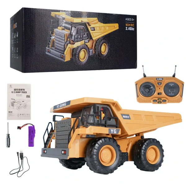 1048 RC Dump Truck 1/24 2.4GHz 9CH RC Car Construction Truck Engineering 40min Playing Time Vehicles with Light Music Gift Toys for Kids - Image 5