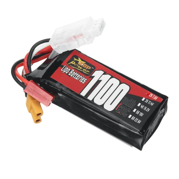 ZOP Power 2S 7.6V 1100mAh 60C 8.36Wh LiPo Battery XT30 Plug for RC Car