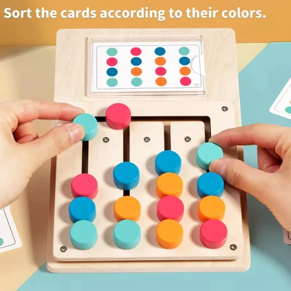 Montessori Cognitive Learning Toy for Kids Wooden Color Shape Toy Early Brain Stimulation Logical Enlightenment Hand-eye Coordination Thinking Educational Toy - Image 2