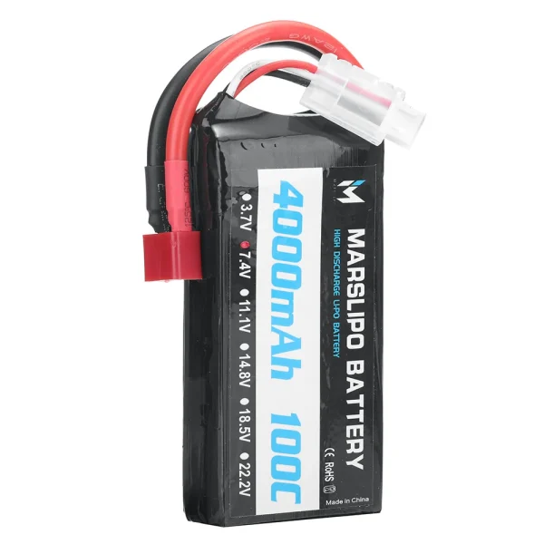 MARSLIPO 7.4V 4000mAh 100C 2S Lipo Battery T Plug for RC Car - Image 6