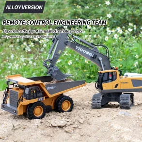 YIGONG 258-21 1/20 2.4G 9CH RC Car Dump Truck LED Light Music Construction Engineering Vehicles Models Toys Kids Children Gift