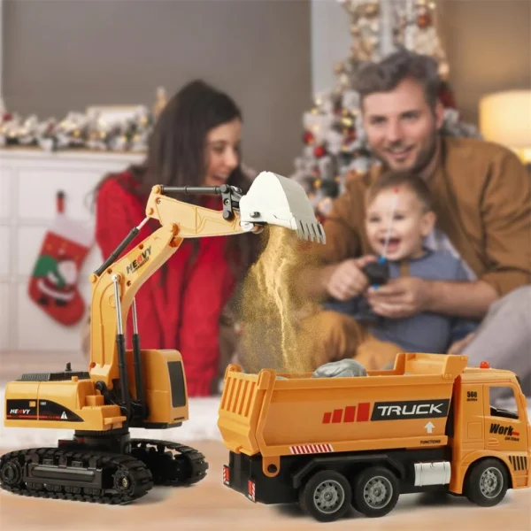 689-959A 1/20 2.4G 6CH RC Excavator+RC Dump Truck RTR for Children Toys - Image 5