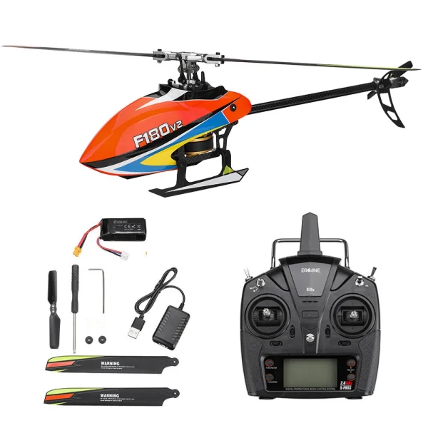 Eachine & YXZNRC F180 V2 6CH 3D6G System Dual Brushless Direct Drive Motor Flybarless RC Helicopter RTF Compatible with FUTABA S-FHSS