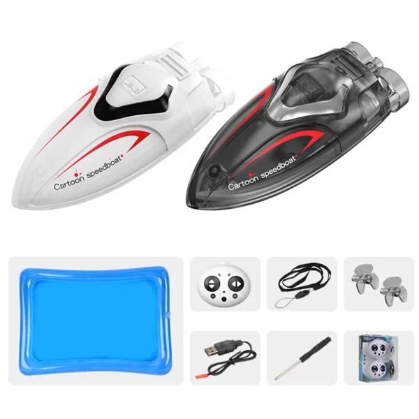 C166 Mini Remote Control High Speed RC Boat Led Light Palm Speed Boat Summer Water Toy Pool Toy W/Inflatable Swimming Pool - Image 7
