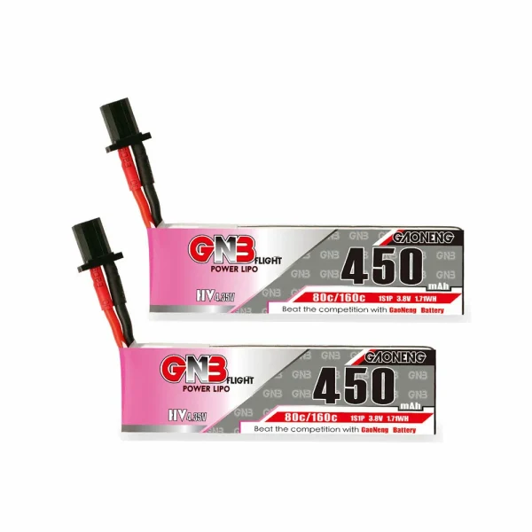 GAONENG GNB 3.8V 450mAh 80C 1S 4.35V HV LiPo Battery GNB27 Plug for TINY7  Moblite7 Walksnail Whoop FPV Racing Drone - Image 2