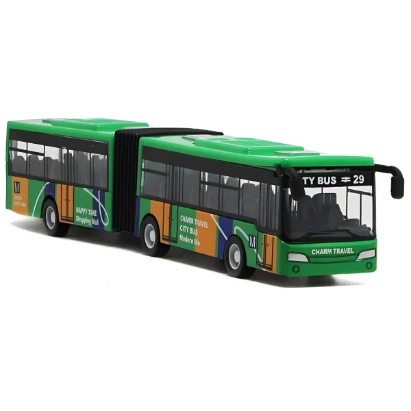 Simulation Alloy Double Section Bus Model Pull Back Vehicles Toys Funny Car Kids Children Gifts - Image 3